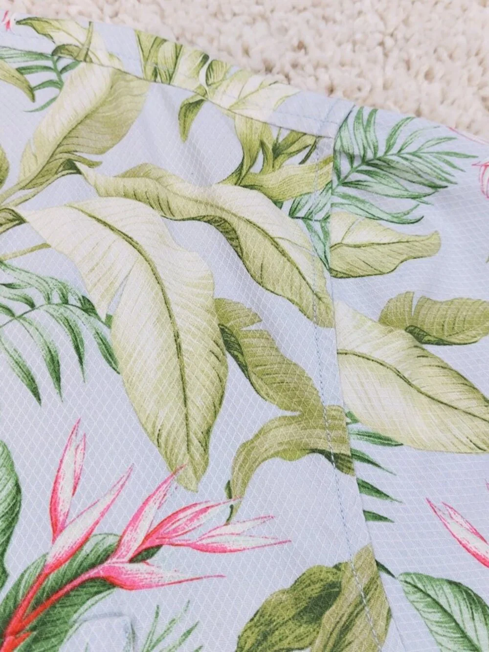 Tommy Bahama 100% Silk Hawaiian Shirt Mens 2XB, Blue Floral Tiki Aloha, 2XL Big